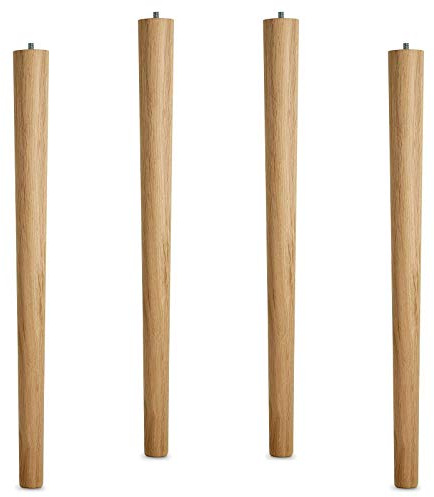 SOTECH 4er Set Tischbeine Eiche roh H 710 mm/Ø 60/40 mm | mit Gewindestift M10 Ideal für Küchen & Ess-Tische / Tischfüße Holz Möbelfüße