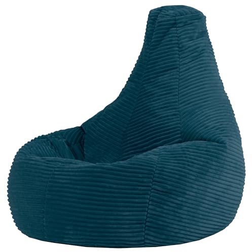 icon Dalton Pouf Bambini, Verde Acqua, Velluto a Coste, Poltrona Sacco con Riempimento Incluso, Sedia Bambini, Mobili Camera da Letto