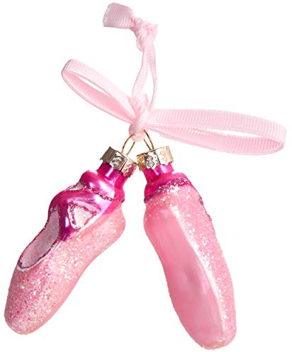 BRUBAKER Ballettschuhe Rosa - Handbemalte Weihnachtskugel aus Glas | Mundgeblasener Christbaumschmuck Figuren lustig Deko Anhänger Baumkugel - 8 cm