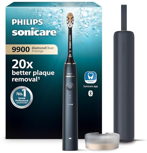 Philips Sonicare DiamondClean Prestige 9900 - Sonic Electric Toothbrush with 1x A3 Premium All-in-One Brush Head and Charging Case in Midnight Blue (Model HX9992/12)