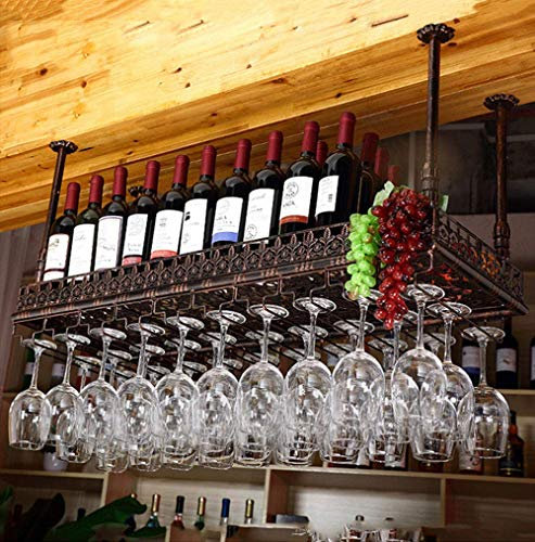 MTYLX Estante para Vinos, Soporte de Exhibición, Vitrina para Vinos, Estante para Copas de Vino para Colgar en Altura Ajustable, Estantes para Copas Al Revés, para Colgar Tazas de Vino, Estante para