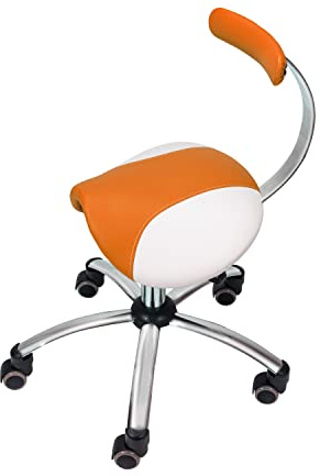 Teqler Sattelhocker mit abnehmbarer Lehne orange-weiß