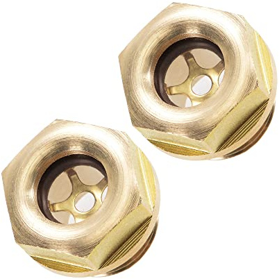 PATIKIL G3/8 Maschio Filettato Olio Liquido Livello Indicatore Mirino Vetro, 2pz Ottone Aria Compressore Raccordi con O-Ring, Giallo