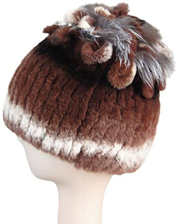 keusyoi Fellmützen für Frauen Winter Fell Strickmütze Damen Warm Schneemützen Damen Elegant Beanies Cap