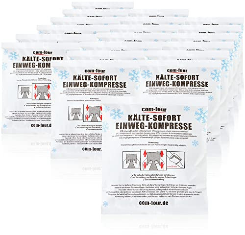 COM-FOUR® 20x Compresa fría instantánea desechable para plegar 15 x 17 cm, hecha de papel especial - compresa fría para enfriamiento inmediato, para primeros auxilios (20 piezas - 15x17cm - papel)