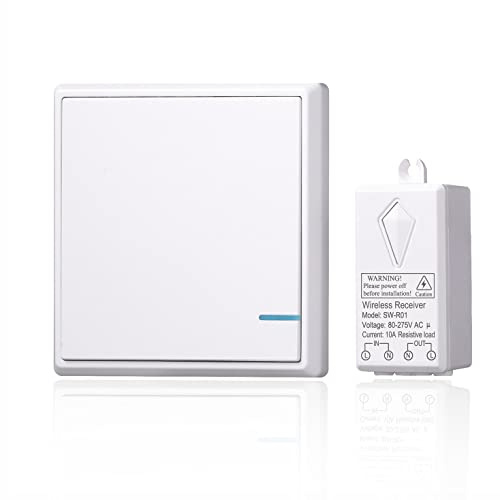 Lancoon Wireless Lichtschalter Und Empfänger Kit, Fernbedienung Auf 30M Reichweite Für Lichter Lampen Leds Ventilatoren KleinGerät (1 Schalter Und 1 Empfänger)