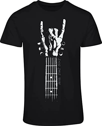 T-shirt Heavy Metal - Rock That - Rock 'n' Roll T-shirt homme - Guitare - Main en métal - Cornes du diable - Mano Cornuta - Rock Musique, Noir , M