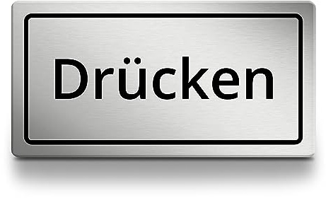 Drücken Schild rechteckig, 15cm lang in silber | selbstklebendes Schild aus Acryl für draußen, wetterfest und UV-beständiges Hinweisschild