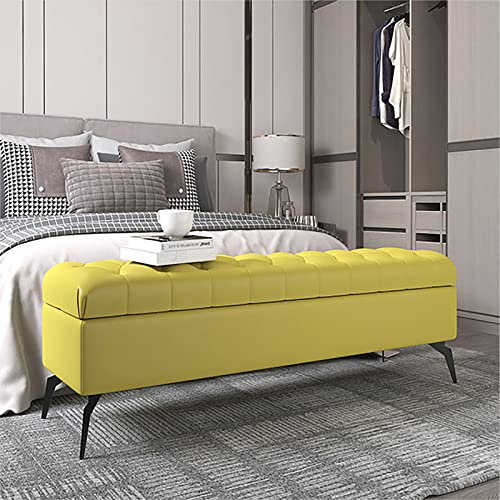 GArcan Moderner, rechteckiger Ottoman aus massivem Holz mit Stauraum, gepolsterte Bettbank mit Lederpolsterung für Wohnzimmer, Schlafzimmer, Eingangsbereich, Flur, 80 x 40 x 45 cm (31 x 16 x 18 Zol