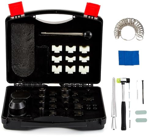 Goyappin Ringbiegewerkzeug für Löffelringe, strapazierfähig, Löffelring-Biegemaschine, Ringbiegemaschine zur Schmuckherstellung, mit Ringgrößenmesswerkzeug-Set (Ringmaß, Ringdorn), Gummihammer
