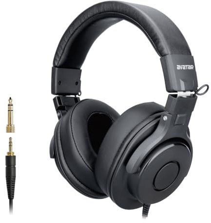 HXW DMH10 Over-Ear Studio Monitor Headphones, Electronic Drum Wired Stereo Headphones for Drummers, with Immersive Deep Bass, Noise Isolation, 3.5mm Jack 1/4 Adapter, 3m Long Cable