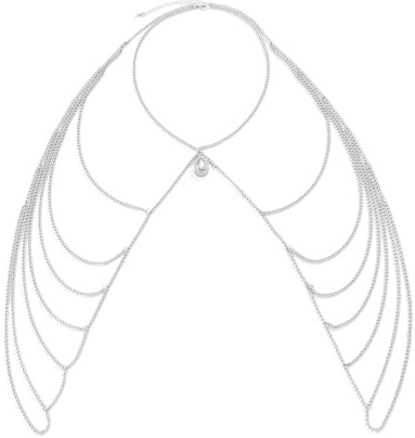 NICENEEDED Catena per Il Corpo con Spalla Strass, Catena Posteriore Multistrato con Pendente in Cristallo, Catene per Imbracatura per Il Corpo del Reggiseno da Spiaggia della Collana sullo Sfondo