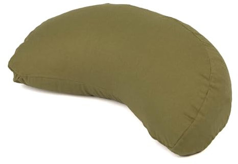 Bodhi Meditationskissen Halbmond | Yogi MOND ECO | Bezug aus 100% Bio-Baumwolle | Yogakissen halbmondförmig mit Buchweizenfüllung | Halbmondkissen für Yoga & Meditation | lodengrün