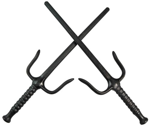 TEKKA BUDO Kunststoff Sai - 49.5 cm schwarz - Octagon Form - Leichte Sai Gabeln (Paar) - Biegsam