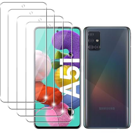 Kziwii 4 Stück Schutzfolie für Samsung Galaxy A51 Panzer Schutz Glas, Panzerfolie, Schutzglas, HD Displayschutzfolie, 9H Härte, Anti-Kratz, Anti-Bläschen für Samsung Galaxy A51