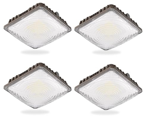 G GJIA 40W LED Canopy Light, 6000LM LED Canopy Lights Outdoor, IP65 Waterproof Canopy Light for Gas Station Industrial Lighting Garage Barn Shop Carport Warehouse Building Entrance UL Listed, 4 Pack