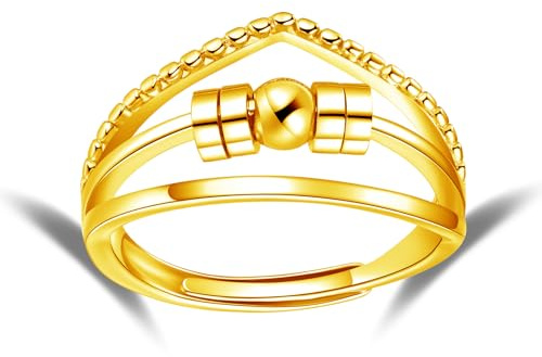 Deyanse Ångestring av 925 sterlingsilver, öppen, justerbar, antistress-ring, dekompressionsring med zirkonia, oändlighets-fidgetspinner-ring, stämningsring mot ångest och stress, för kvinnor
