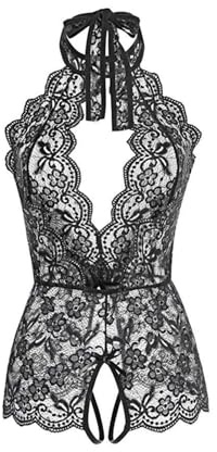 Charinor Sexy Unterwäsche Für Frau Erotisch, Sexy Dessous Damen für Sex, Slip Ouvert, Reizwäsche Im Schritt Offen, Lingerie Sexy for Women(Schwarz,XL)