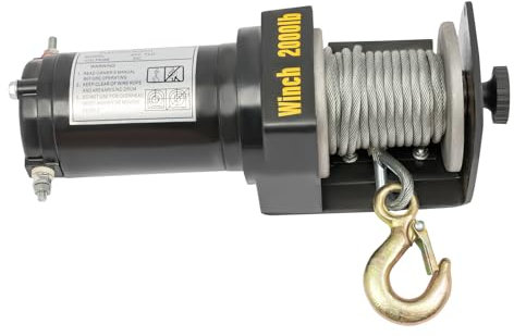 Elektrisches Hebegerät 12V Seilwinde mit Stahlseil und Steuergerät für Geländewagen Landwirtschaft ATV Yachten Max 900kg Tragkraft