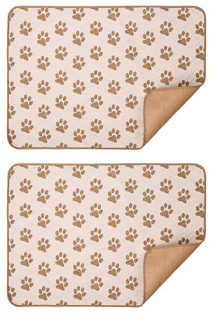 FANSU 2 Stück Welpen Unterlagen, Wiederverwendbare PIPI Matten für Hunde, Khaki inkontinenzunterlage Waschbar, Welpenunterlage für Hunde, Meerschweinchen, Katzen (60X46cm,Fußabdruck)