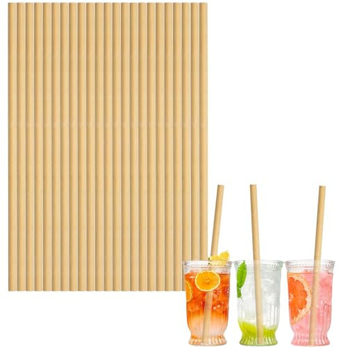 100 stück Braun Strohhalme Papier Lackfarben, 20cm Papierstrohhalme Einweg Trinkhalme Biologisch Abbaubare Cocktail Strohhalme Drinking Straws für Geburtstag,Weihnachten,Babyparty,Hochzeit,Party