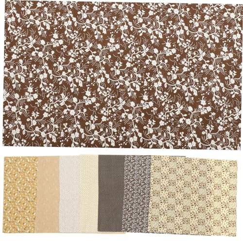 AUTSUPPL 7stücke Baumwollstoff Patchwork Baumwolle Blumenmuster Für Quilting Und -handarbeiten Kaffee-Farbe Vielseitig Einsetzbar