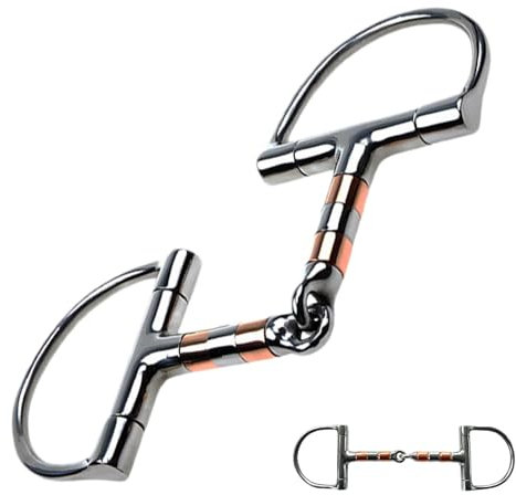 Trensengebiss für – D-Ring-Trensengebiss aus Edelstahl – mit Kupferrollenmaul, Einzelgelenk-Design, Pro-Gebiss für Training und Reiten