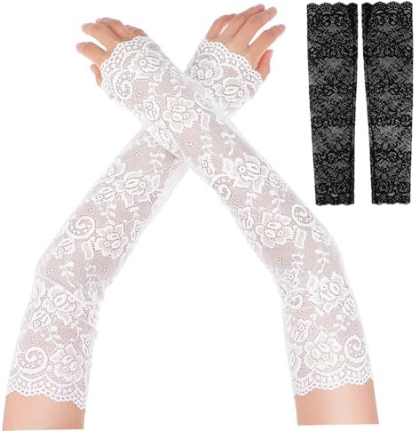 Gatuida 2paare Elegante Spitzenarmstulpen Für Damen Design Ellenbogenlange Armbedeckungen Für Hochzeiten Und Teepartys Idealer Schmuck Für Besondere Anlässe