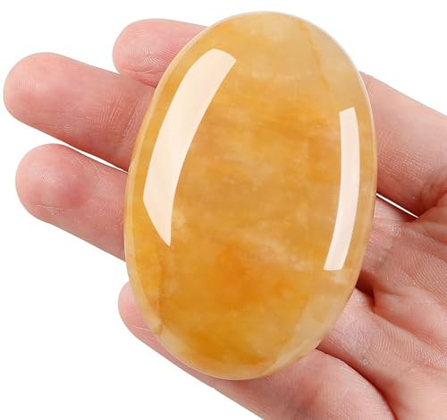 Topas 6,1 cm großer Handschmeichler, Heilkristalle, natürliche Edelsteine, beruhigende Wirkung, Energieausgleich, Reiki, polierter Handschmeichler, Reinigungsschutz, Angst, Stressabbau, Therapie, 1