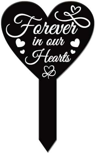 GLOBLELAND Piquet de Jardin en Forme de Cœur avec Cœur Infini Plaque Commémorative pour Cimetière Piquet de Tombe en Acrylique Piquet de Jardin de Sympathie Étanche pour Cimetière de Cour