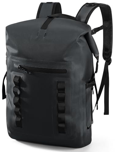 Haimont Waterproof Backpack Dry Bag 30L, Lightweight Roll Top TPU Dry Sack with Laptop Pocket for Boating, Rafting, Surfing, Kayaking, Hiking Fishing Ski, Black