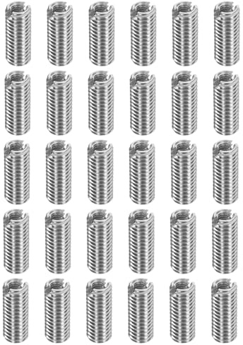 sourcing map Lot de 30 inserts filetés en acier inoxydable M5 x 0,8 mâle vers M3 x 0,5 femelle - Adaptateurs de filetage de 12 mm de long - Vis de réparation pour bois dur et tendre