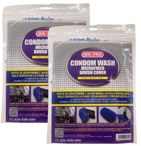 FEI FAN Guanto In Microfibra Per Spazzola Autolavaggio CONDOM WASH, Ideale Per Il Lavaggio Esterno Auto In Tutta Sicurezza, Non Graffia La Carrozzeria Ed Evita Il Formarsi Di Micrograffi (2 Unità)