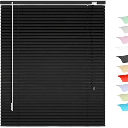 Aluminium Jalousien Fenster Innen, Jalousie Außen 50cm 70cm 90cm 100cm 120cm 165cm, Sichtschutz Jalousette Horizontale für Fenster Küche Haushalt(Schwarz)