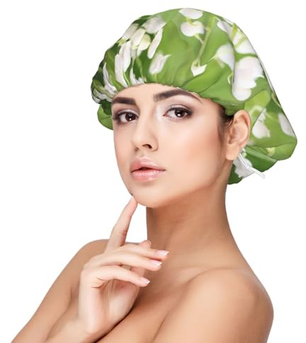 Lirio de los valles,Gorro de dormir de satén ajustable para adultos, de seda, elástico, para dormir, para mujer