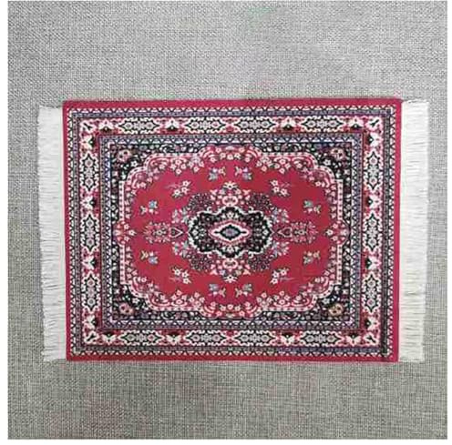 BrightGlow Teppich Mauspad 18x23cm Mini Teppich Mauspads Orientteppich Klein Rechteck Mauspad mit Quaste Boho Untersetzer Gaming Schreibtischunterlage für Desktop Pc Laptop 15#bunt