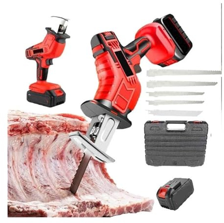 Vickyyy Sierra De Huesos Inalámbrica De Mano, Sierra Eléctrica Comercial para Carniceros Domésticos, Peso Aproximado De 2 Kg, Puede Cortar Madera O Huesos, Grosor Máximo De Corte: 100 Mm