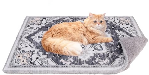 PUPTECK Reversible Cat Dog Bed Indoor Outdoor for Small Pets, Soft Warm Cat Bed Mat Washable Crate Pad Plush Blanket Cushion for Kennel Cage, Grey, 22x13