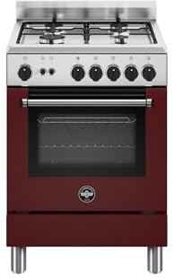 Bertazzoni La Germania Americana AMN664GVIV/24 cocina Encimera de gas Borgoña, Acero inoxidable A+