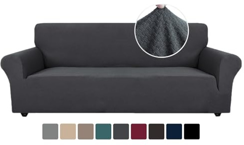 Ystyle Copridivano 4 Posti Con Braccioli - Elasticizzato Copri Divano Antigraffio Gatto, Fodere Copridivani Antiscivolo Antimacchia Lavabile, Copripoltrona Bottom Con Elastica, Grigio