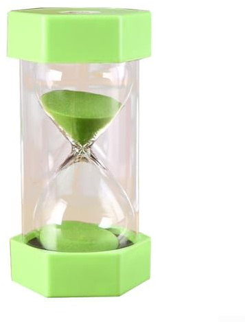 Reloj de arena de reloj de arena de 5 minutos, reloj de arena de vidrio colorido con base hexagonal portátil para cepillado de dientes, estudio, juegos de cocina, oficina en casa (verde, 5 minutos)