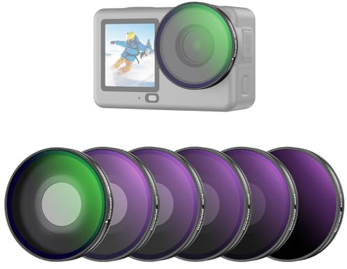 NEEWER CPL + ND Kit de Filtres Compatible Uniquement avec DJI Osmo Action 6,Filtre Polarisant Circulaire Réglable ND8/16/32/64/256,Polariseur Objectif à Visser,Multicouche,pour Caméra d'Action,FL-B109