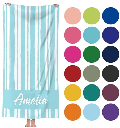 Heflashor Personalised Beach Towel,Custom Name Microfibre Quick Dry&Sand Free Birthday Souvenir Gifts,Bath Towels for Beach Swimming Pool,60x120cm/76x152cm/90x180cm