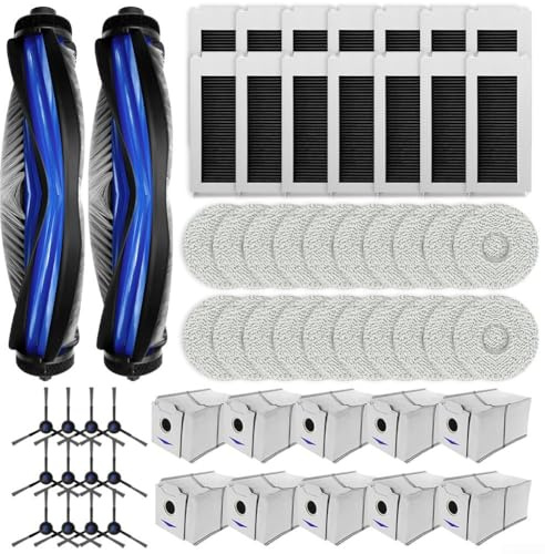 Accessoires compatibles pour aspirateur Ecovacs pour Deebot N30 pour Omni et N30 Pro avec brosses à rouleaux, brosses latérales, serpillères, sacs, filtres