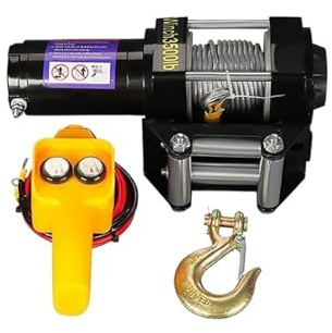 Paranco elettrico, Verricello Elettrico 3500LBS 12V, Fuoristrada IP55 Per Corda Sintetica Per Auto/ATV/barca/rimorchio,per garage, magazzino, costruzione(3000lbs,24V)
