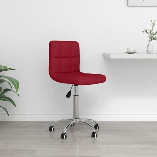 Chaise de bureau pivotante en tissu bordeaux avec vérin à gaz réglable en hauteur et roulettes pour le bureau à domicile, fauteuil de directeur confortable avec dossier, accoudoirs et soutien lombaire