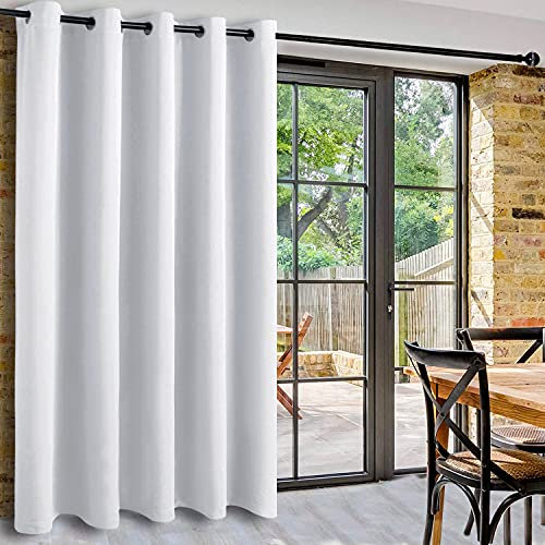 DWCN Terrassen-Schiebetür-Vorhänge – extra breite Vorhänge für Glastür, Raumteiler, Verdunkelung, Thermovorhang mit Ösen oben für Schlafzimmer-Partition, 2 m breit x 2,1 m hoch, grau-weiß