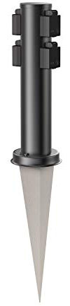 ledscom.de Colonna di presa da giardino PORU con picchetto di terra per esterno, 4 volte, acciaio inossidabile, nero, rotondo, 38cm