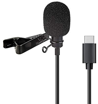 ayex Microfono lavalier con USB-C, ad esempio per smartphone, tablet, PC, perfetto per interviste, vlogging, live streaming, LV-1