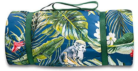 jilda-tex Picknickdecke 140x180 cm Campingdecke Stranddecke Bedruckt gepolstert wasserfest tragbar (Amazonas)
